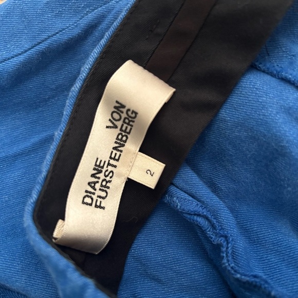 Diane Von Furstenberg Women's Size 2 Blue Linen Blend Pants - Picture 2 of 5